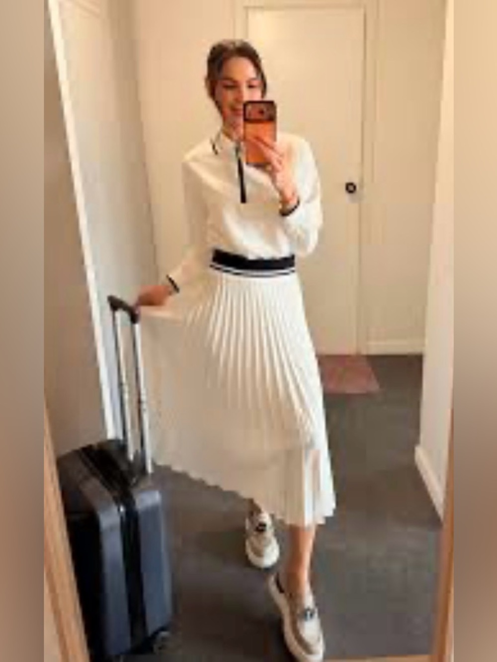 ZARA COMBINATION PLEATED MIDI DRESS - Picture 2 of 8